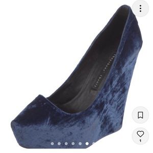 Theyskens’ Theory Beautiful Blue Velvet Platform Wedge - Size 38